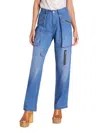 Isabel Marant Juliette Pleated Straight-leg Denim Cargo Pants In Blue