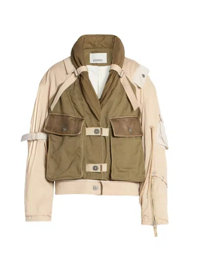 Isabel Marant Julissa Leather-trimmed Organic Cotton Jacket In Multi