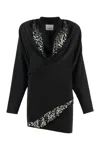Isabel Marant Lazeli Draped Sequin-embellished Crepe Mini Dress In Black