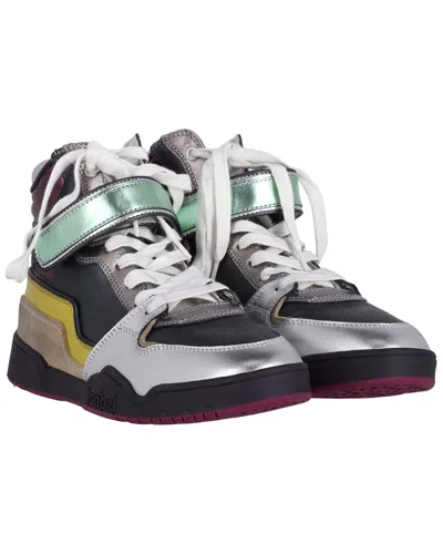 Pre-owned Isabel Marant Women's Leather Bresse Metallic Colorblocked High-top Sneaker  (authentic Pre-loved) In Multi