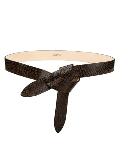 Isabel Marant Women's Lecce Reversible Snake-embossed Leather Belt In Brown