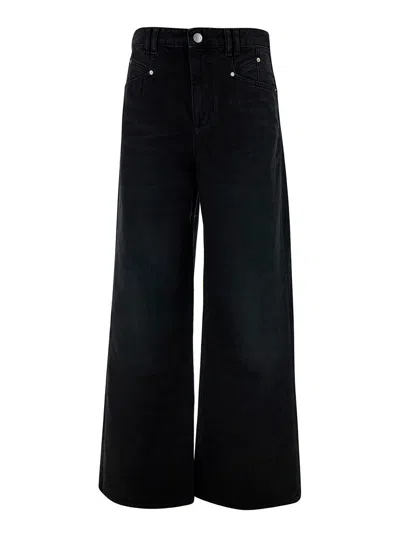 Isabel Marant Women 'lemony' Black Five-pocket Jeans With Logo Patch In Cotton Denim Woman