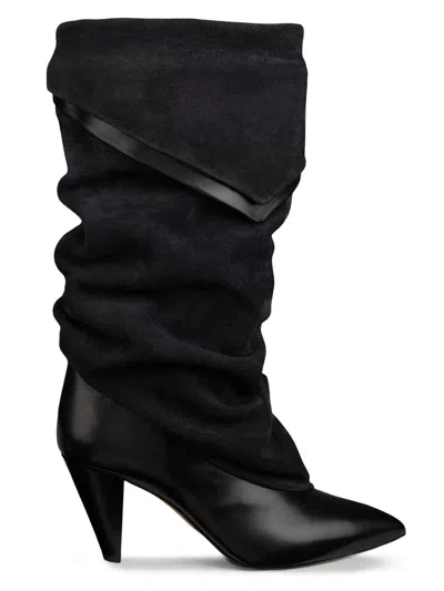 Isabel Marant Women's Lezra 75mm Slouchy Leather Boots In Black