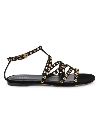 ISABEL MARANT WOMEN'S LIPA GROMMET STUDDED SUEDE STRAPPY SANDALS