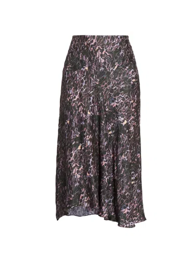 Isabel Marant Women's Lisanne Animal-print Midi-skirt In Dark Plum