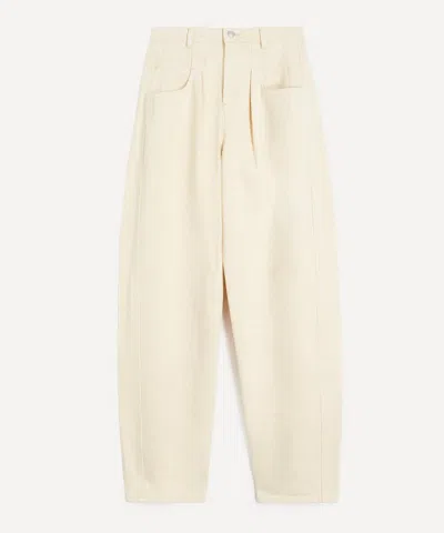 Isabel Marant Women's Lisha Beige Solid Denim Barrel Jeans