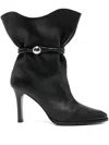 Isabel Marant Pointed Toe Ankle Length Boots With Metal Detail In Black