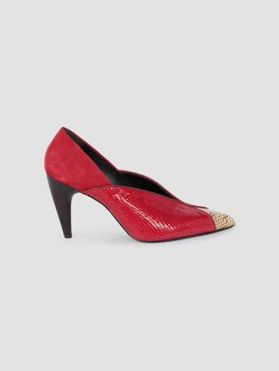 Isabel Marant Women's Luza 90mm Leather-velvet Pumps In Scarlet Red Sahara