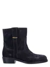 Isabel Marant Short Ankle Block Heel Suede Boots In Black