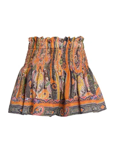 Isabel Marant Women's Maelly Printed Smocked Shorts In Orange