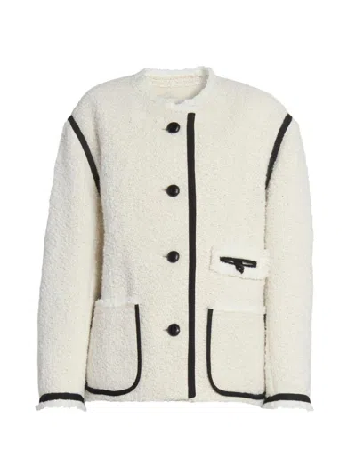 Isabel Marant Women's Maylin Contrast-trim Tweed Jacket In White