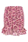 Isabel Marant Milendi Gathered Mini Skirt With Ruuffles In Pink