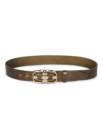 Isabel Marant Mirko Croc Embossed Leather Belt In Brown
