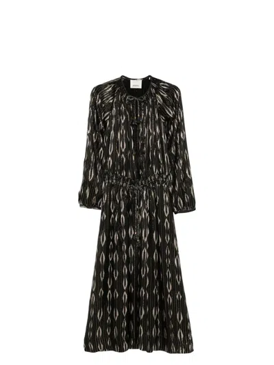 ISABEL MARANT WOMEN'S ML SANA BLACK DRESS WITH GOLDEN STRIPES