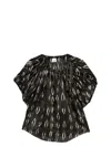 Isabel Marant Mm Sonae Black Top With Golden Stripes Print