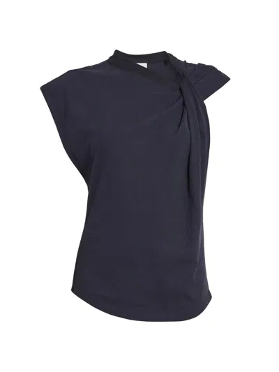 Isabel Marant Women's Nayda Cotton Twist-shoulder Top In Blue