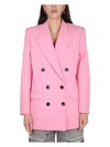 Isabel Marant Double-breasted Nevim Blazer With Peak Lapel 40 Italian Size In Pink