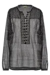 Isabel Marant 'nickie' Sheer Fabric Embellished Blouse With Keyhole Back In Black