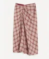 Isabel Marant Women's Nicole Draped Checkered Cotton Skirt In Animal Print