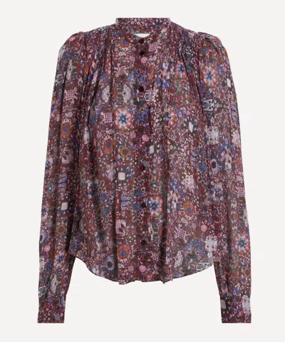 Isabel Marant Women's Noeline Printed Crepe Blouse In Gold
