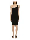 Isabel Marant Black One Shoulder Cotton Dress In Black
