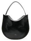Isabel Marant Rounded Black Leather Hobo Bag With Golden Hardware In Black