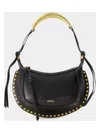 Isabel Marant Oskan Moon Studded Leather Shoulder Bag In Black,gold