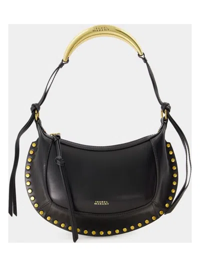 Isabel Marant Oskan Moon Studded Leather Shoulder Bag In Black