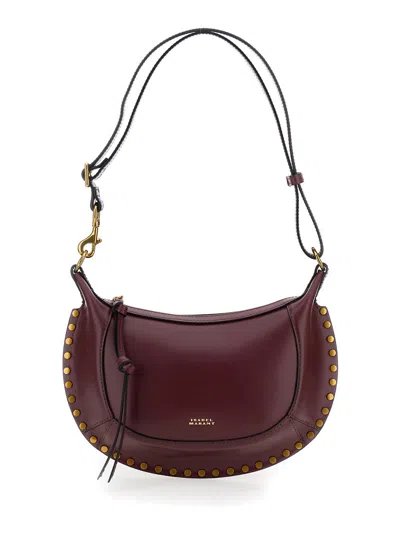 Isabel Marant Women 'oskan Moon' Bordeaux Shoulder Bag With Studs Detailing In Leather Woman In Multi