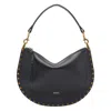 Isabel Marant Oskan Studded Grainy Leather Shoulder Bag In Black
