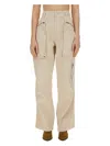 Isabel Marant High Waist Wide Leg Zip Pockets Trousers In Powder