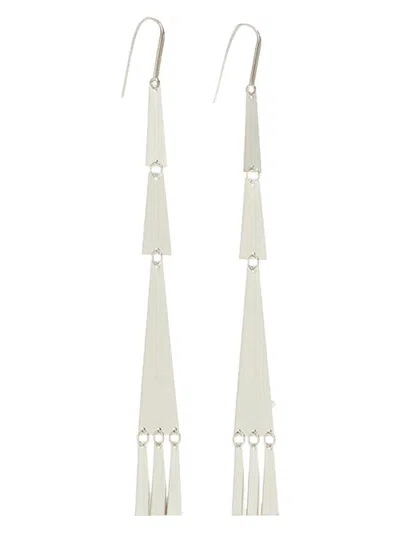 Isabel Marant Hanging Geometric Metallic Earrings In Silver