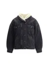 Isabel Marant Pimia Jacket In Denim And Faux Fur In Black