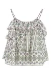 Isabel Marant Graphic-print Ruffled Camisole Top In Ecru