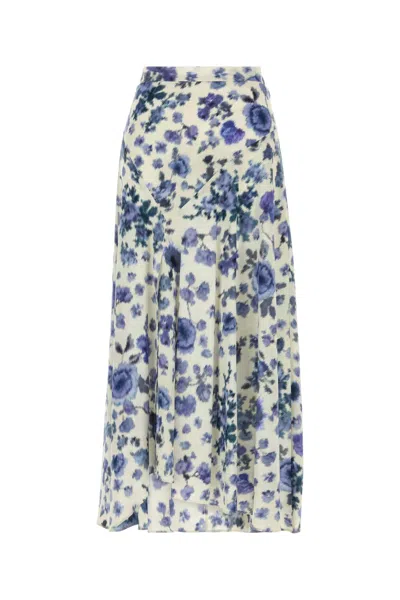 Isabel Marant Sakura Pleated Floral-print Silk-blend Midi Skirt In Blue
