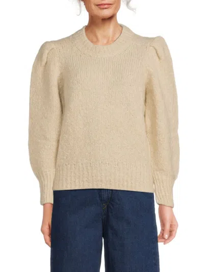 Isabel Marant Women's Puff-sleeve Mohair-blend Crewneck Sweater In Neutral