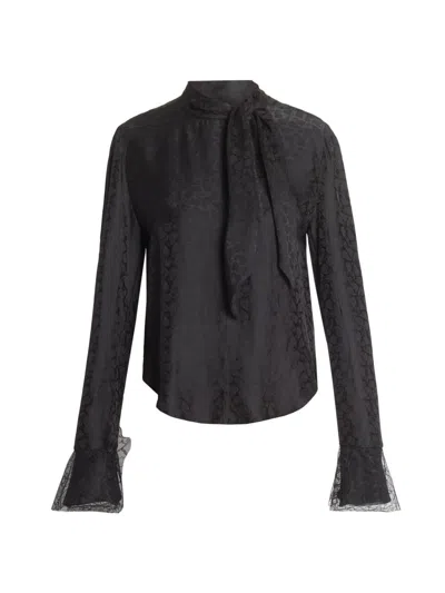 Isabel Marant Women's Raphaella Paisley Jacquard Tie-neck Blouse In Black