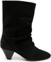 Isabel Marant Suede Leather Cone Heel Ankle Boots In Black