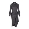 Isabel Marant Wrap Dress With Belted Waist And Stripes In Gray