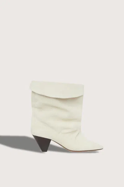 Isabel Marant Women's Ryska Suede Boots In Chalk In White