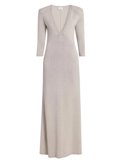 Isabel Marant Women's Salina Wool-blend Plunging Maxi Dress In Neutral