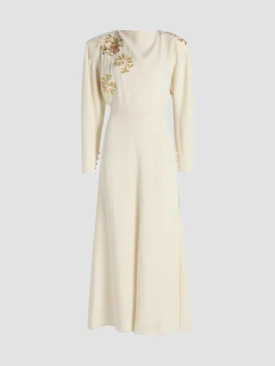 Isabel Marant Women's Samsha Floral-embroidered Maxi Dress In Neutral