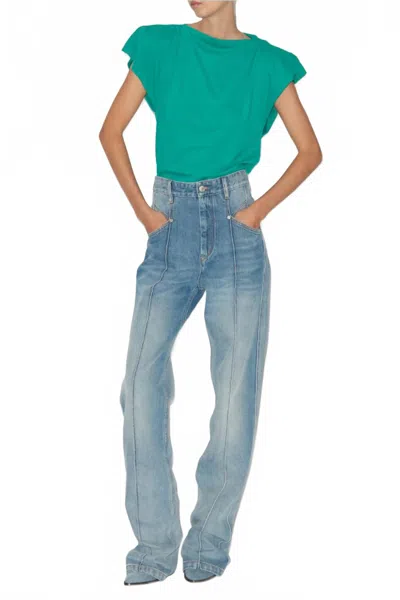 Isabel Marant Women's Sebani Cotton Top In Emerald In Blue