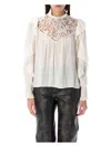 Isabel Marant Seila Blouse In Ecru With Lace And Ruffles In Ecru