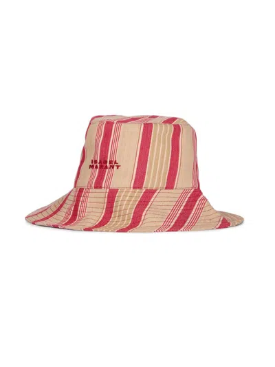 Isabel Marant Women's Shaelyn Herringbone Cotton Bucket Hat In Red