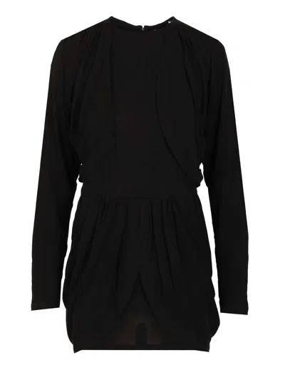 Isabel Marant Niamae Draped Jersey Mini Dress In Black