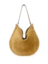 Isabel Marant Oskan Hobo Beige Shoulder Bag With Studs Trim In Suede Woman