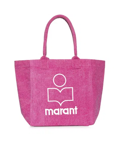 Isabel Marant Women Small Yenky Bag In Faded-effect Cotton With Logo In Multi