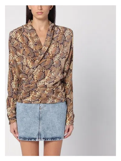 ISABEL MARANT WOMEN'S SNAKE PRINT MARLIN BLOUSE TOP