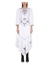 Isabel Marant Sonia Asymmetric Pleated Embroidered Crepe De Chine Midi Dress In White